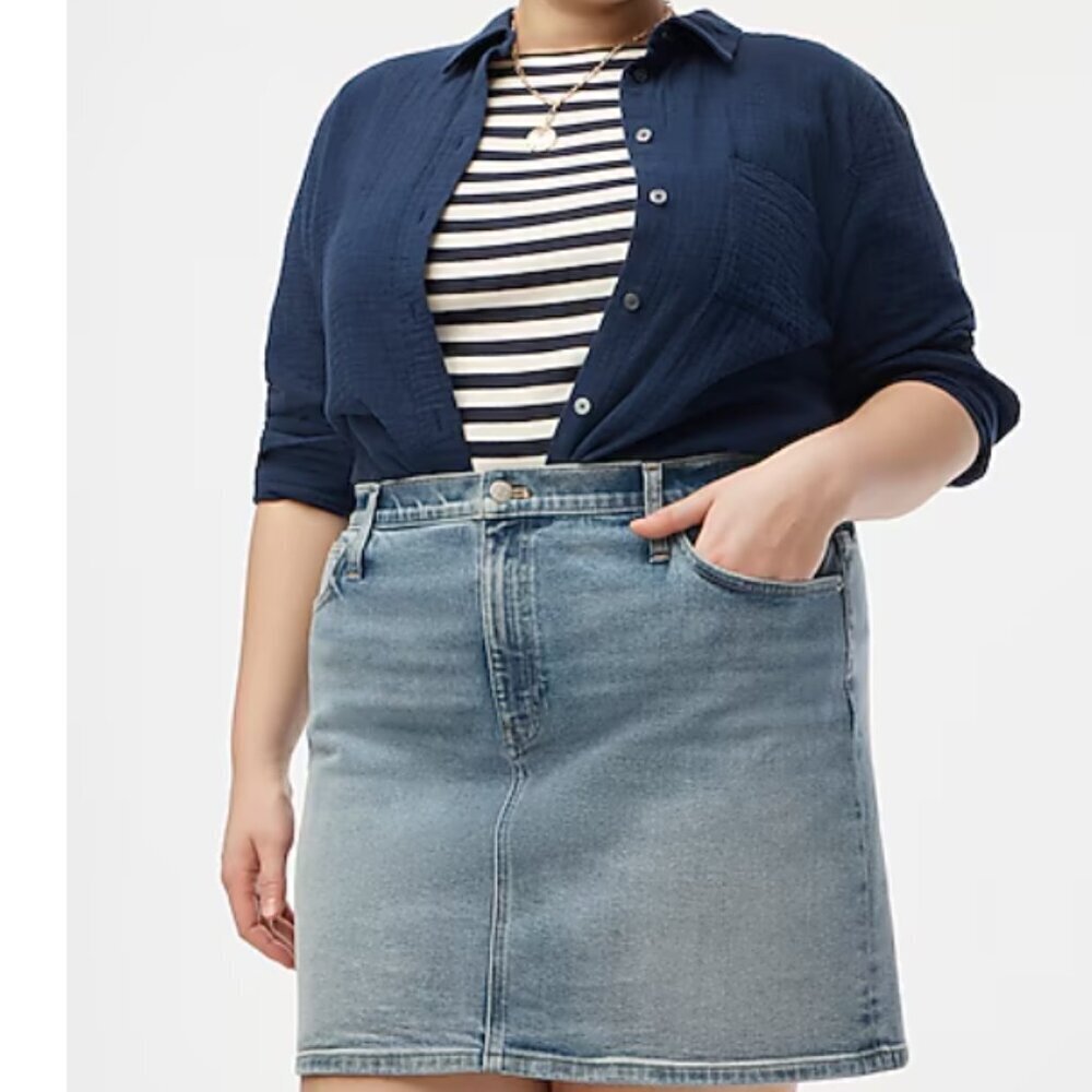 NWT J Crew Denim Cotton Mini Skirt in Indigo Denim Wash, 18